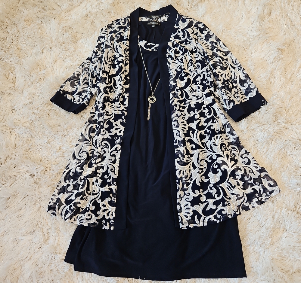 R&M Richards Elegant Dark Blue Dress